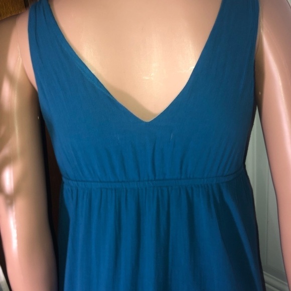 Old navy V-neck sleeveless mini dress teal and ivory embroidery XS - Picture 5 of 7